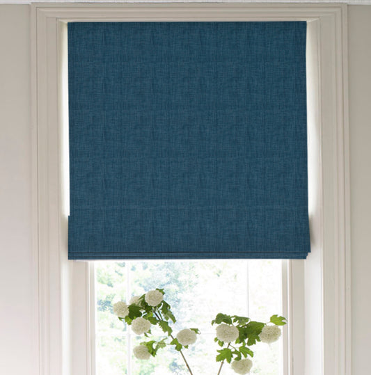 Clarke & Clarke Linoso Fabric - Denim | Made to Measure Roman Blinds