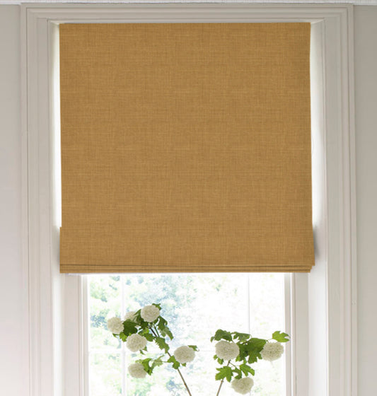 Clarke & Clarke Linoso Fabric - Saffron Made to Measure Roman Blinds