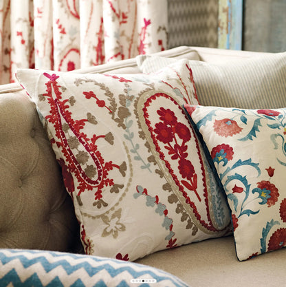 Sanderson Ottoman Flowers Cherry/Indigo Fabric By The Metre
