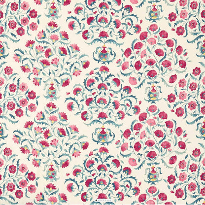 Sanderson Ottoman Flowers Cherry/Indigo Fabric By The Metre