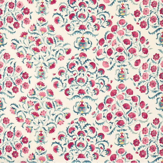 Sanderson Ottoman Flowers Cherry/Indigo Fabric By The Metre