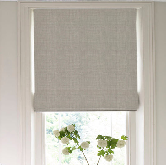 Clarke & Clarke Linoso Fabric - Mushroom | Made to Measure Roman Blinds