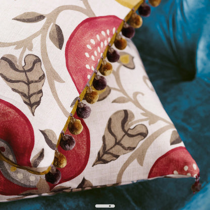 Sanderson Ottoman Flowers Cherry/Indigo Fabric By The Metre