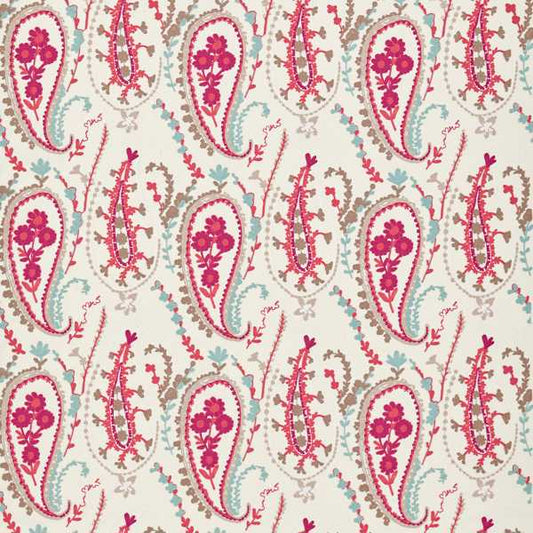 Sanderson Jamila Coral/Aqua Fabric By The Metre