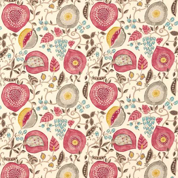 Sanderson Peas & Pods Cherry/Linen Fabric By The Metre