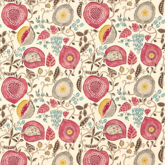 Sanderson Peas & Pods Cherry/Linen Fabric By The Metre