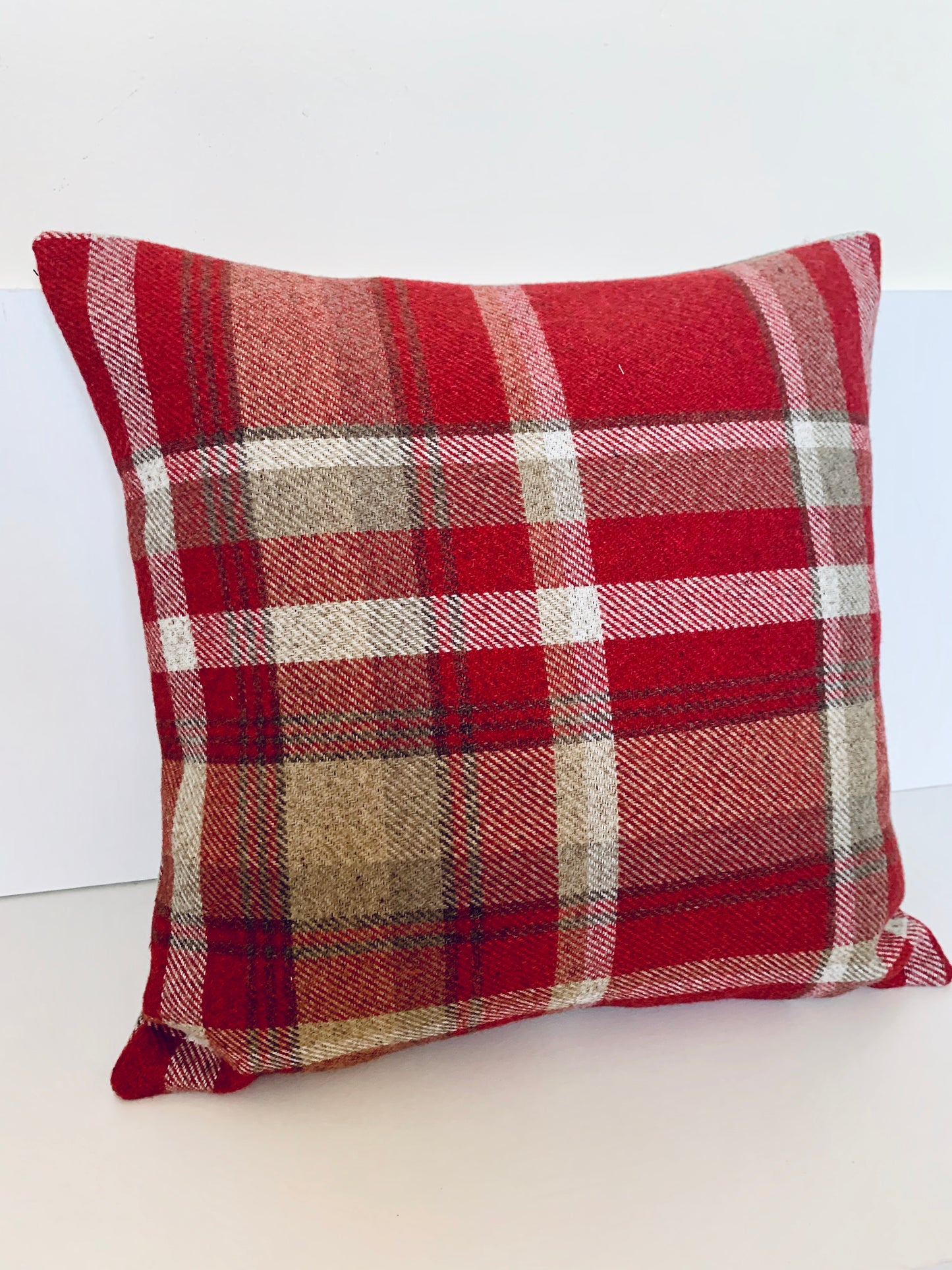 Red Wool Tartan Cushion Covers: Reversible, Farmhouse Decor