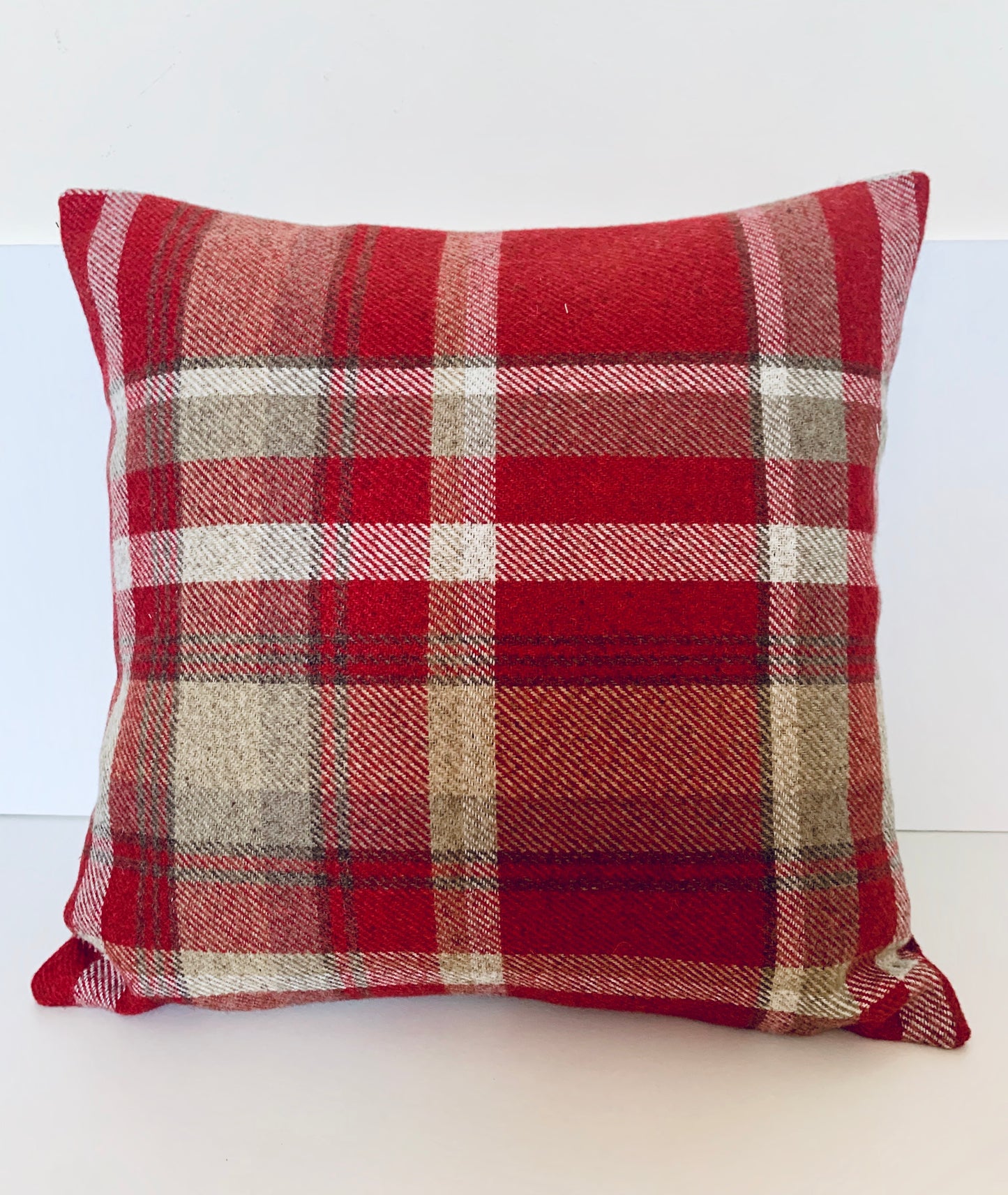 Red Wool Tartan Cushion Covers: Reversible, Farmhouse Decor