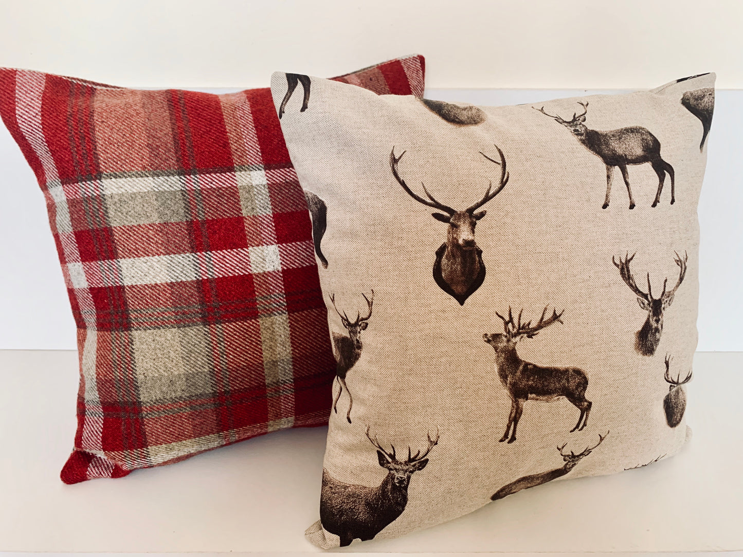 Red Wool Tartan Cushion Covers: Reversible, Farmhouse Decor