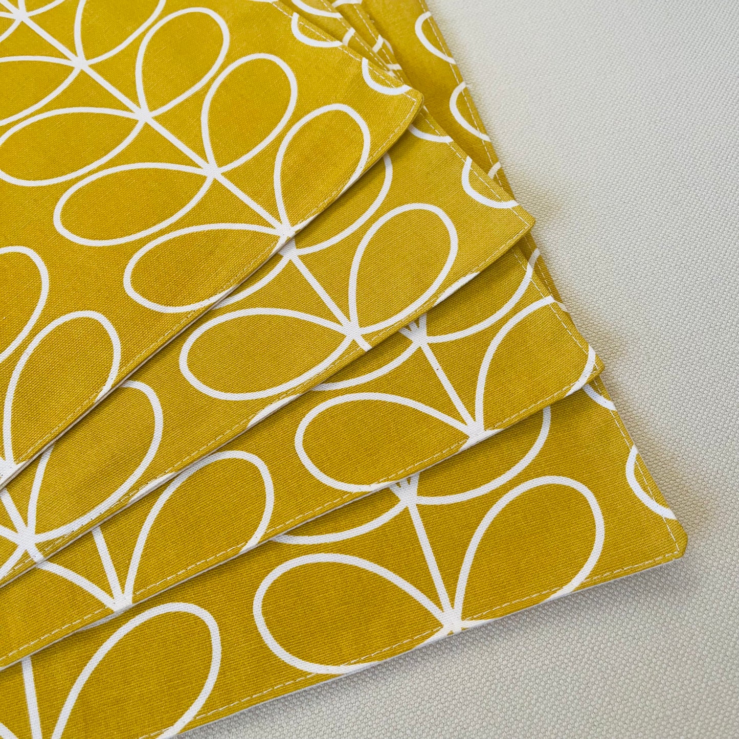 Orla Kiely Yellow Stem Table Linen, Placemat Napkins: Retro Home Decor