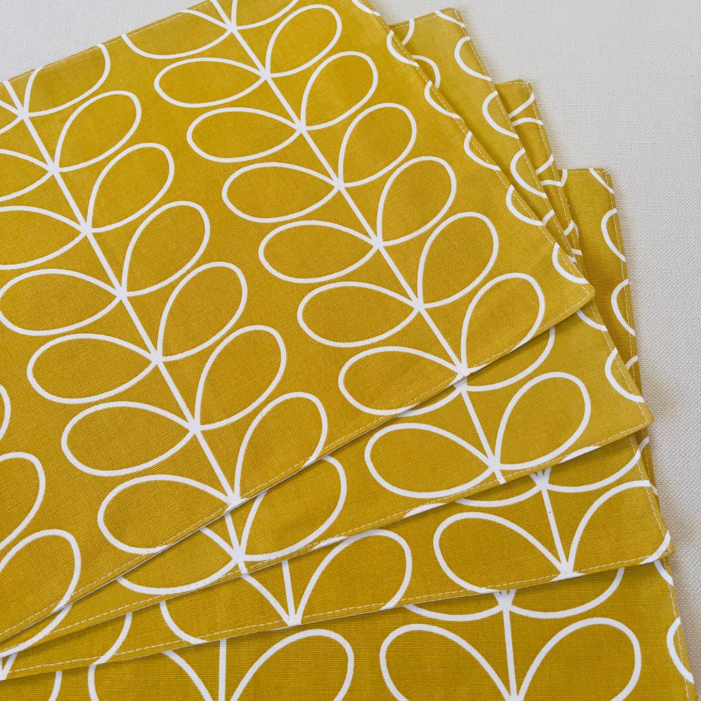 Orla Kiely Yellow Stem Table Linen, Placemat Napkins: Retro Home Decor