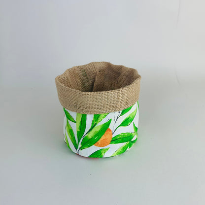 Mediterranean Orange Print Plant Pot Covers: Boho Style, Multiple Sizes