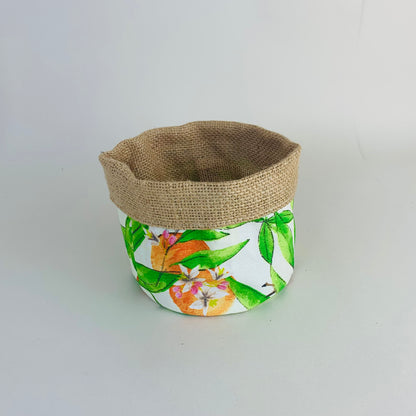 Mediterranean Orange Print Plant Pot Covers: Boho Style, Multiple Sizes