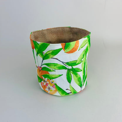 Mediterranean Orange Print Plant Pot Covers: Boho Style, Multiple Sizes