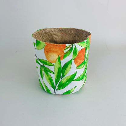 Mediterranean Orange Print Plant Pot Covers: Boho Style, Multiple Sizes