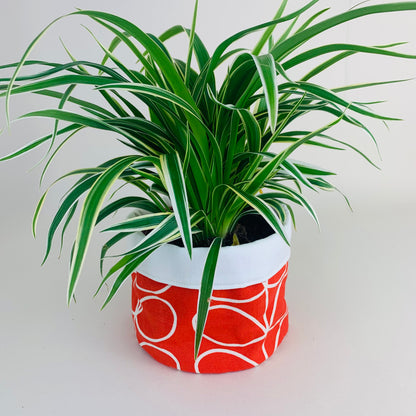 Tomato Red Orla Kiely Plant Pot Covers: Retro Decor, Multiple Sizes