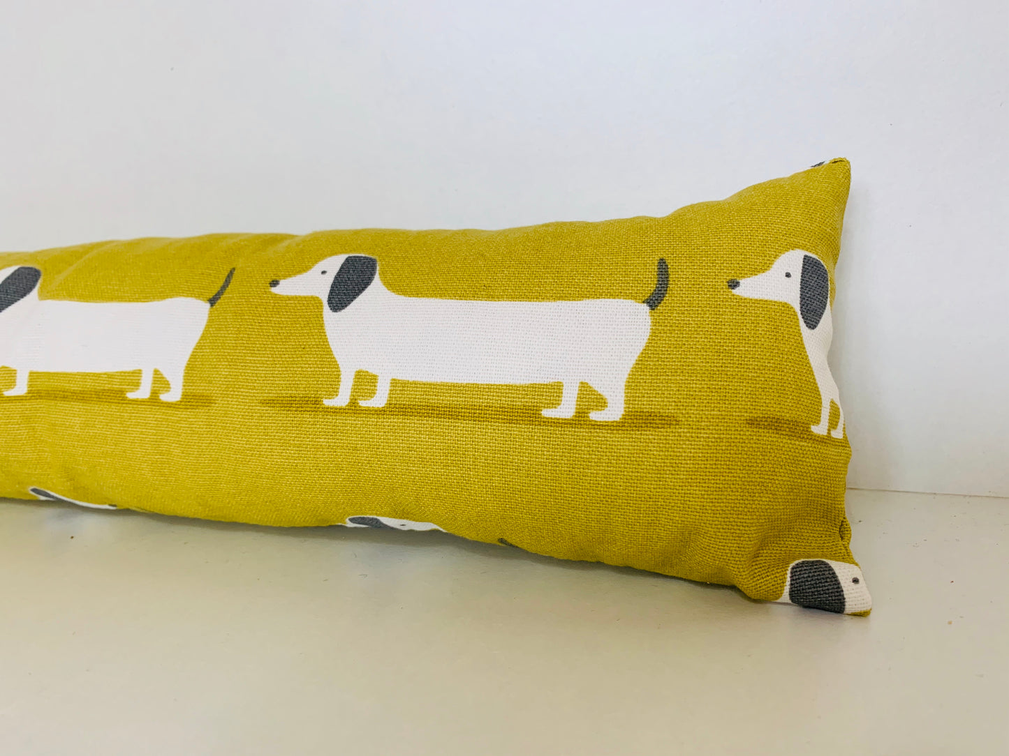 Dachshund Yellow Print Heavy Draught Excluder, Sausage Dog Decor