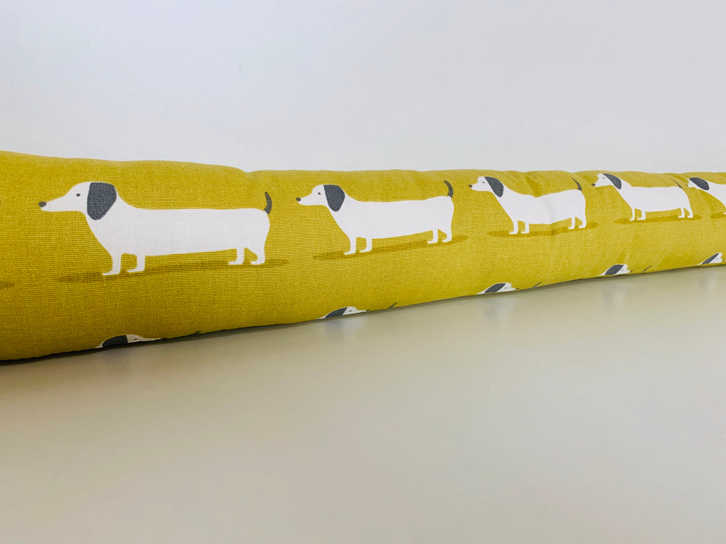 Dachshund Yellow Print Heavy Draught Excluder, Sausage Dog Decor