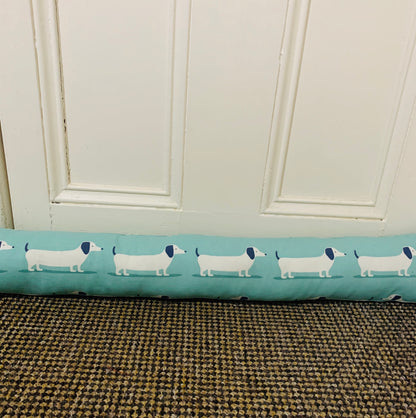 Dachshund Blue Print Heavy Draught Excluder, Sausage Dog Decor