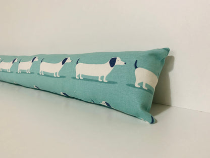 Dachshund Blue Print Heavy Draught Excluder, Sausage Dog Decor