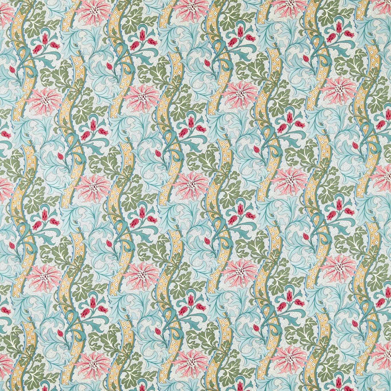 Morris Cornflower Rose/Woad Fabric By The Metre