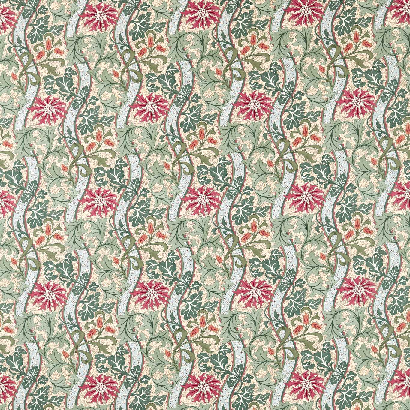 Morris Cornflower Russet/Forest Fabric By The Metre