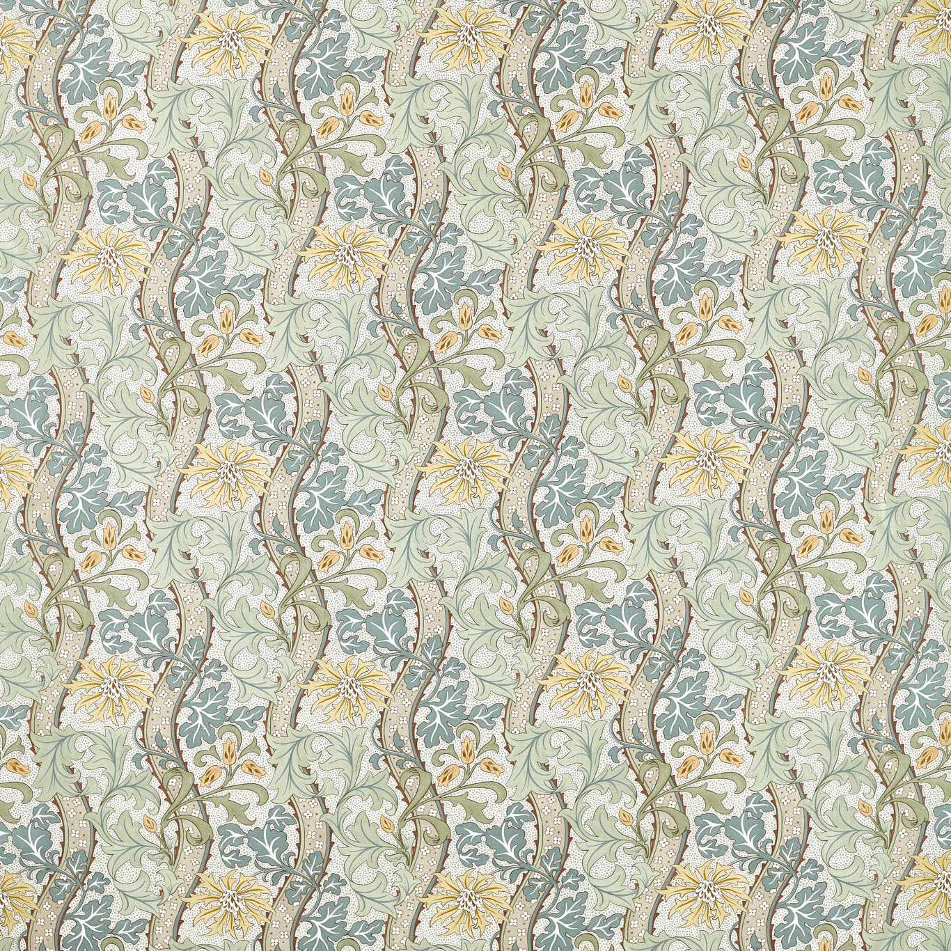 Morris Cornflower Lemon/Sage Fabric By The Metre