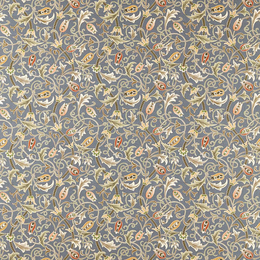 Morris Scrolling Tulip Slate/Apricot Fabric By The Metre