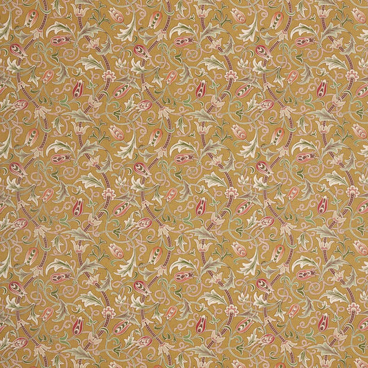 Morris Scrolling Tulip Gold Fabric By The Metre