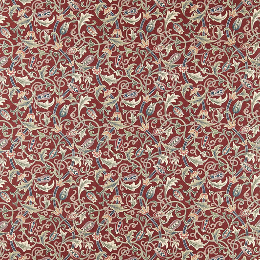 Morris Scrolling Tulip Plum Fabric By The Metre