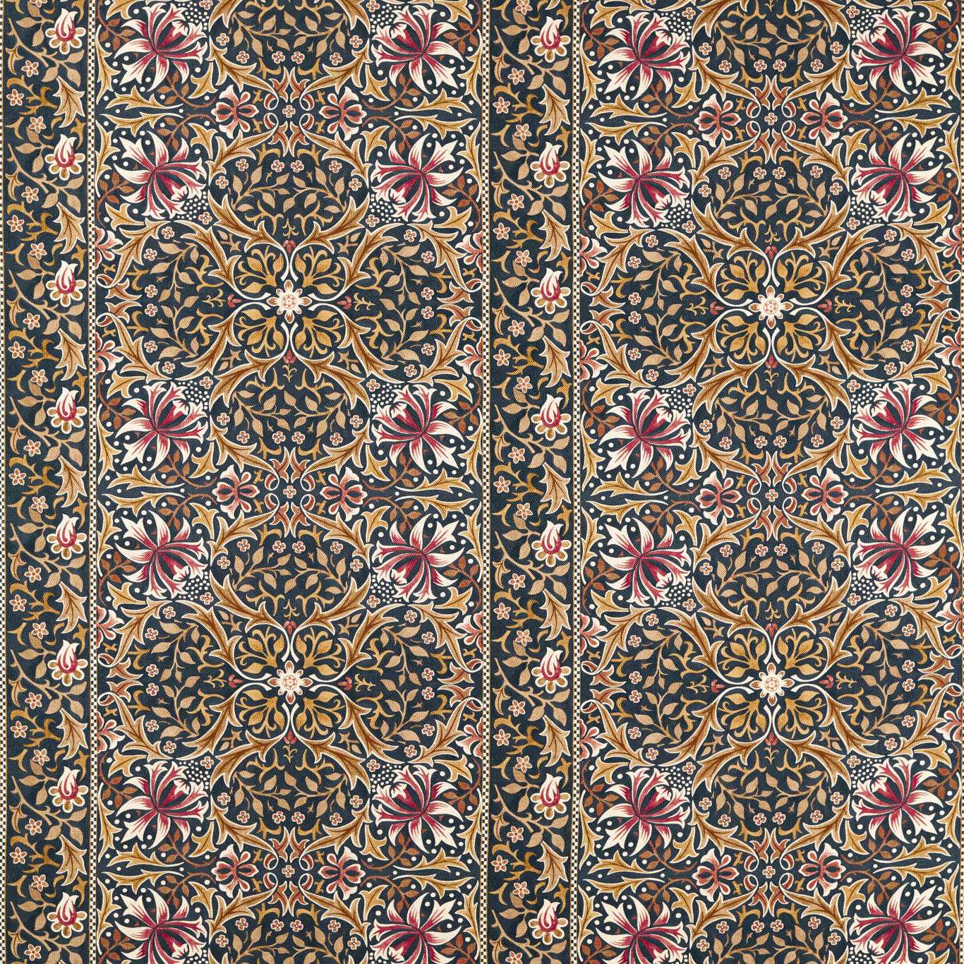 Morris Walthamstow Indigo/Gold Fabric By The Metre