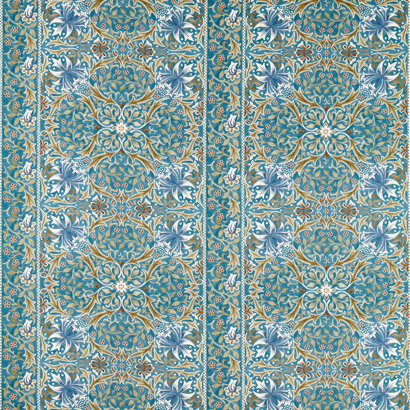 Morris Walthamstow Teal/Ochre Fabric By The Metre