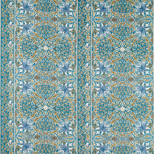 Morris Walthamstow Teal/Ochre Fabric By The Metre