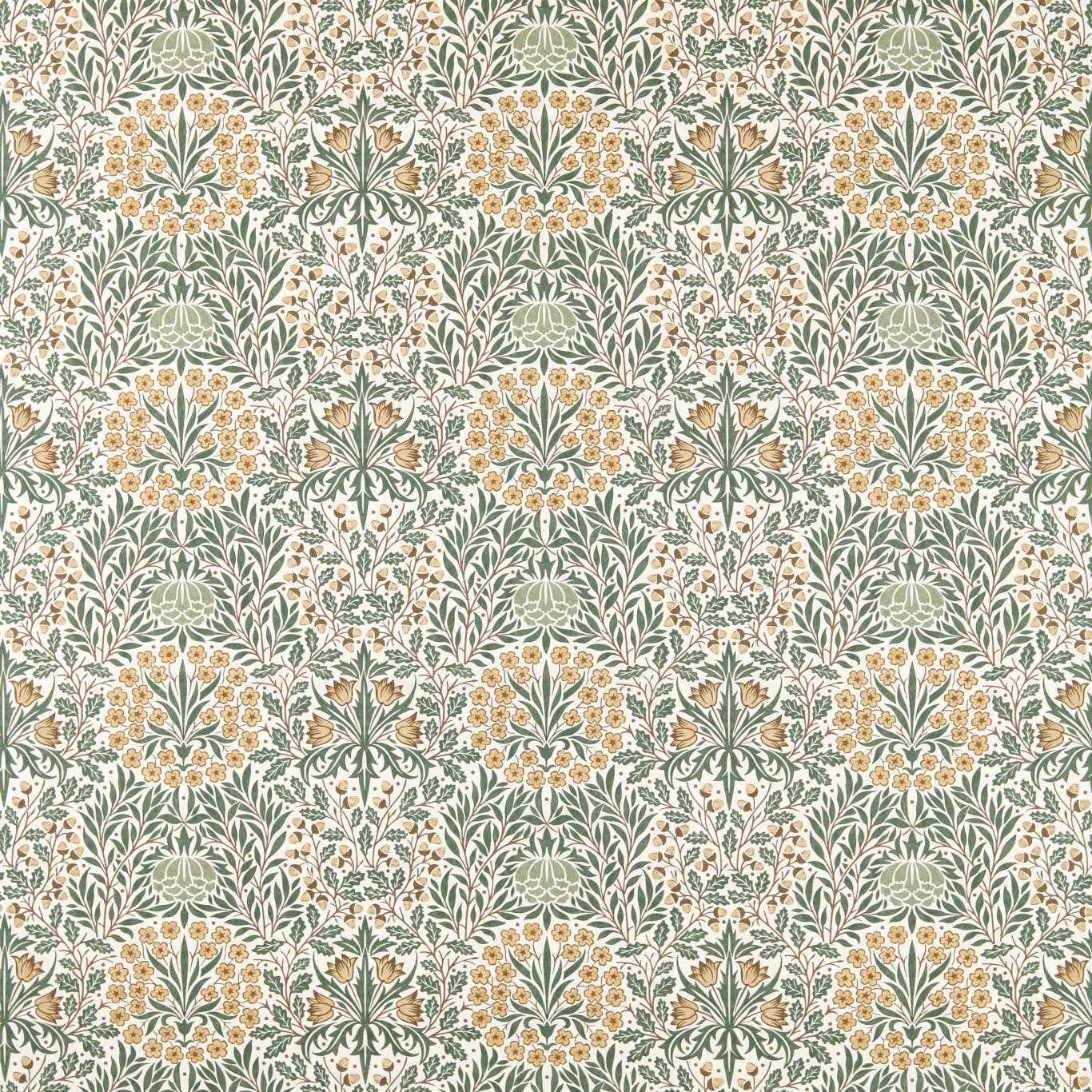 Morris Daisy & Oak Thyme/Weld Fabric By The Metre