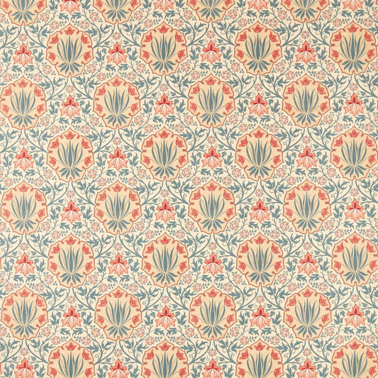 Morris Iris & Rose Indigo/Crimson Fabric By The Metre