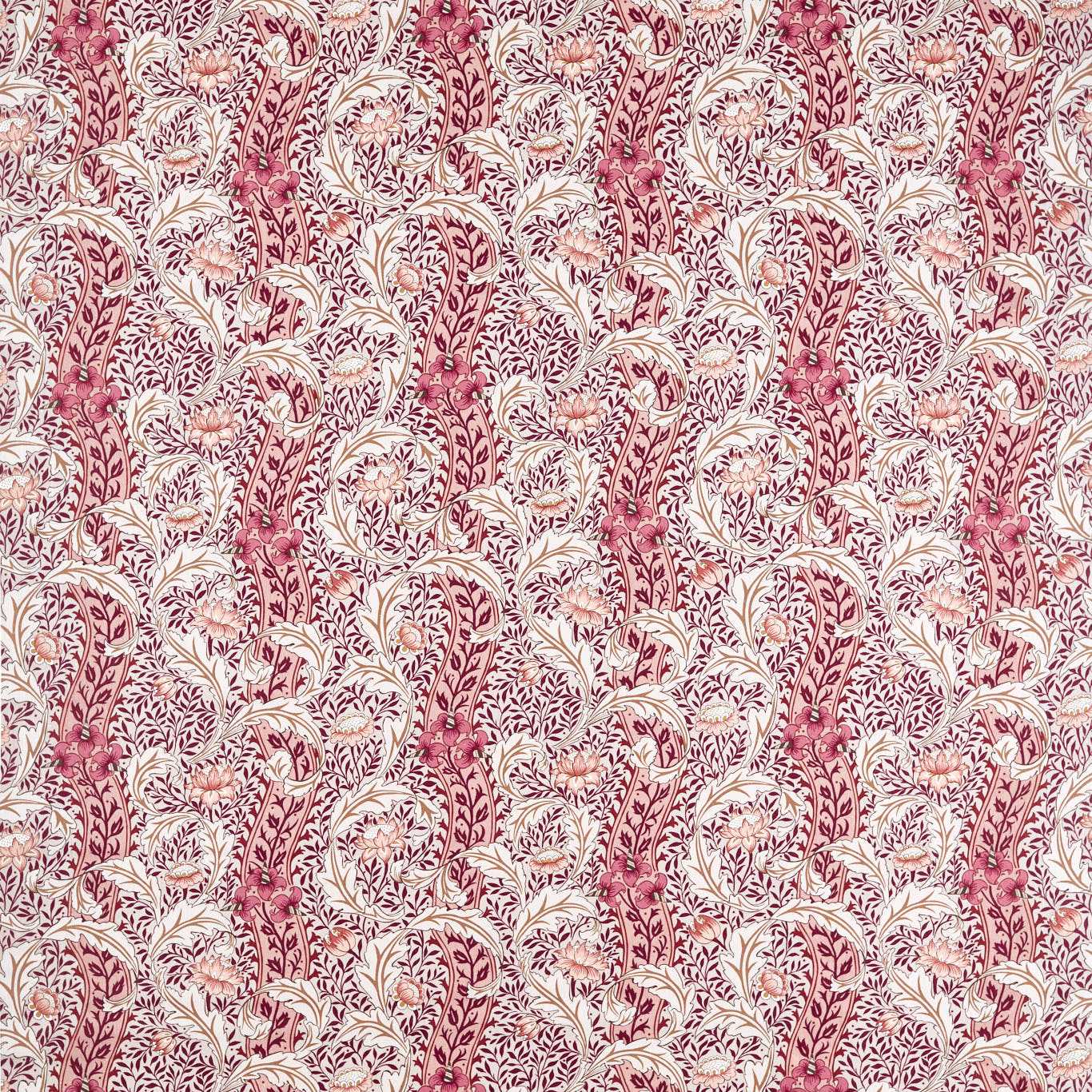 Morris Wild Tulip & Vine Linen/Plum Fabric By The Metre