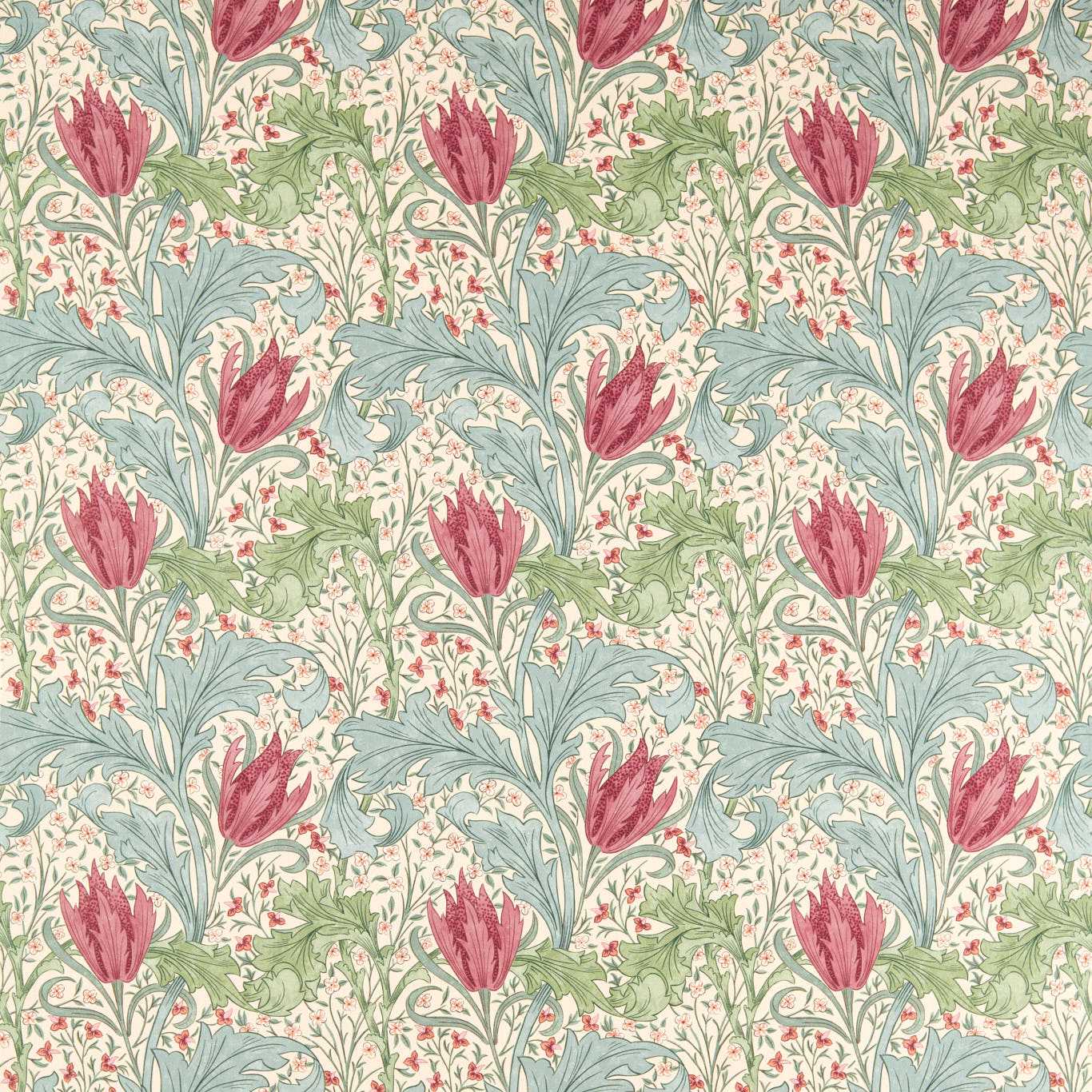 Morris Lent Lily Plum/Bayleaf Fabric By The Metre