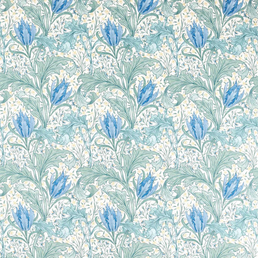 Morris Lent Lily Cornflower Blue Fabric By The Metre