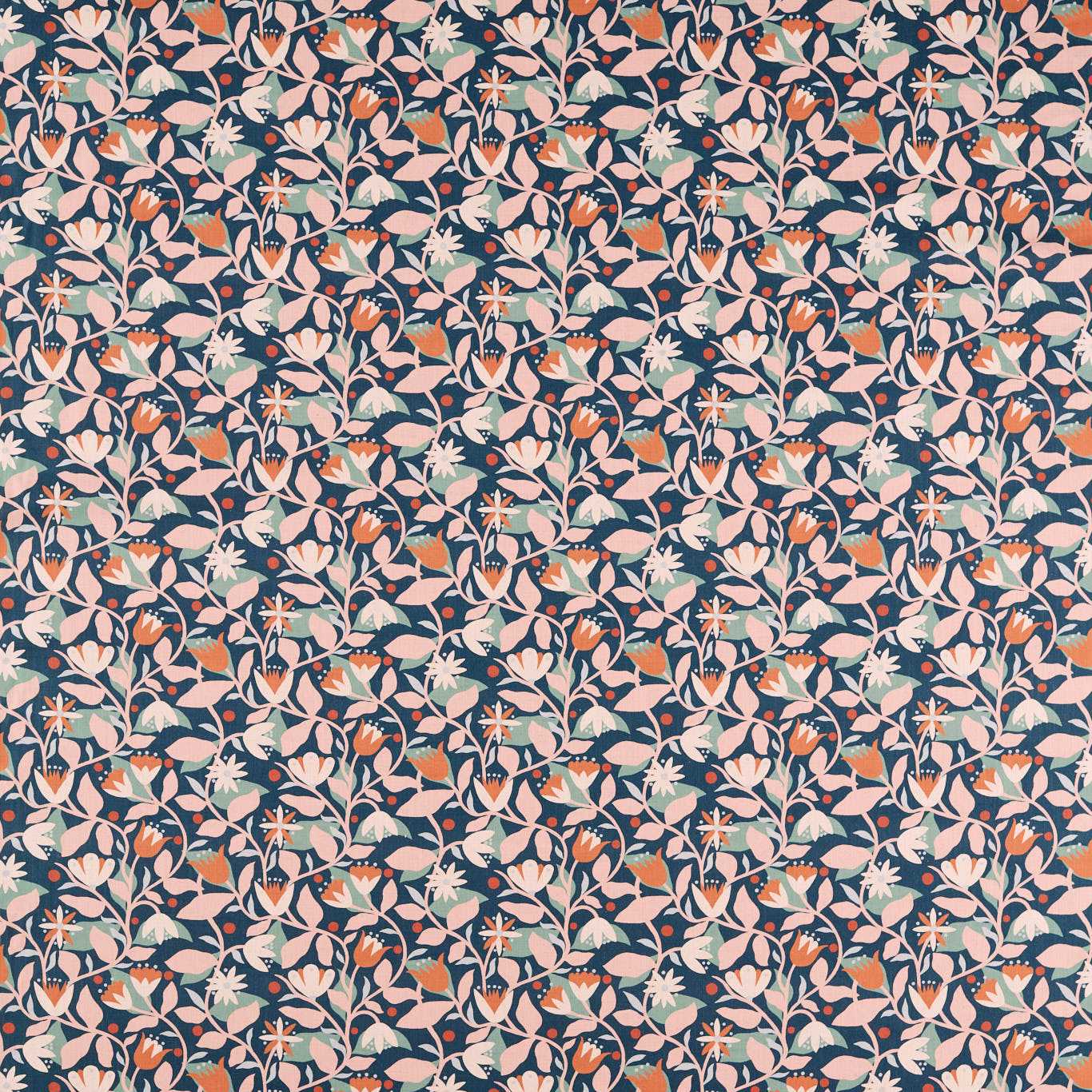 Scion Dancing Daisies Print Midnight Fabric By The Metre