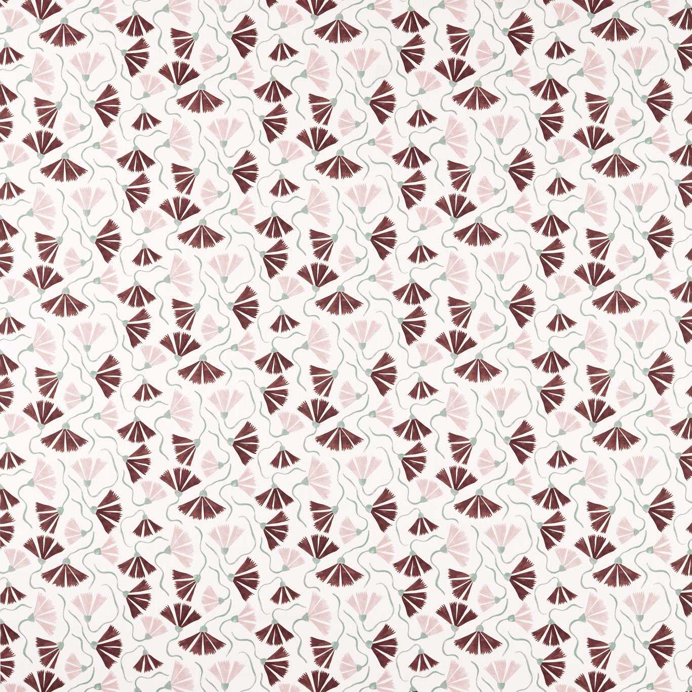 Scion Fringed Poppy Print Dusk Pink/Chestnut Fabric By The Metre