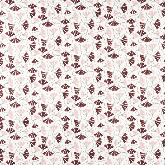 Scion Fringed Poppy Print Dusk Pink/Chestnut Fabric By The Metre