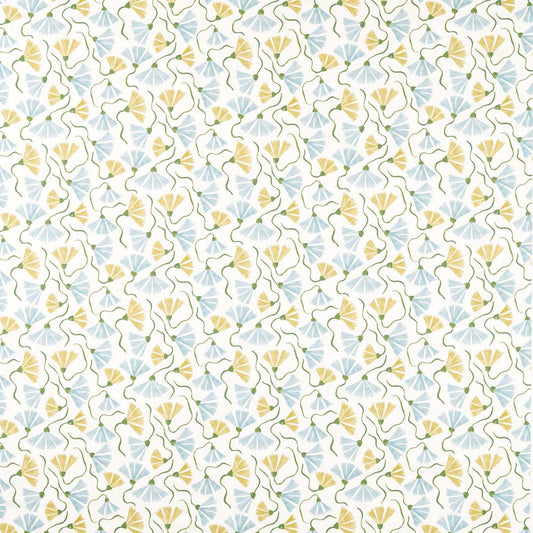 Scion Fringed Poppy Print Honey/Cornflower Fabric By The Metre