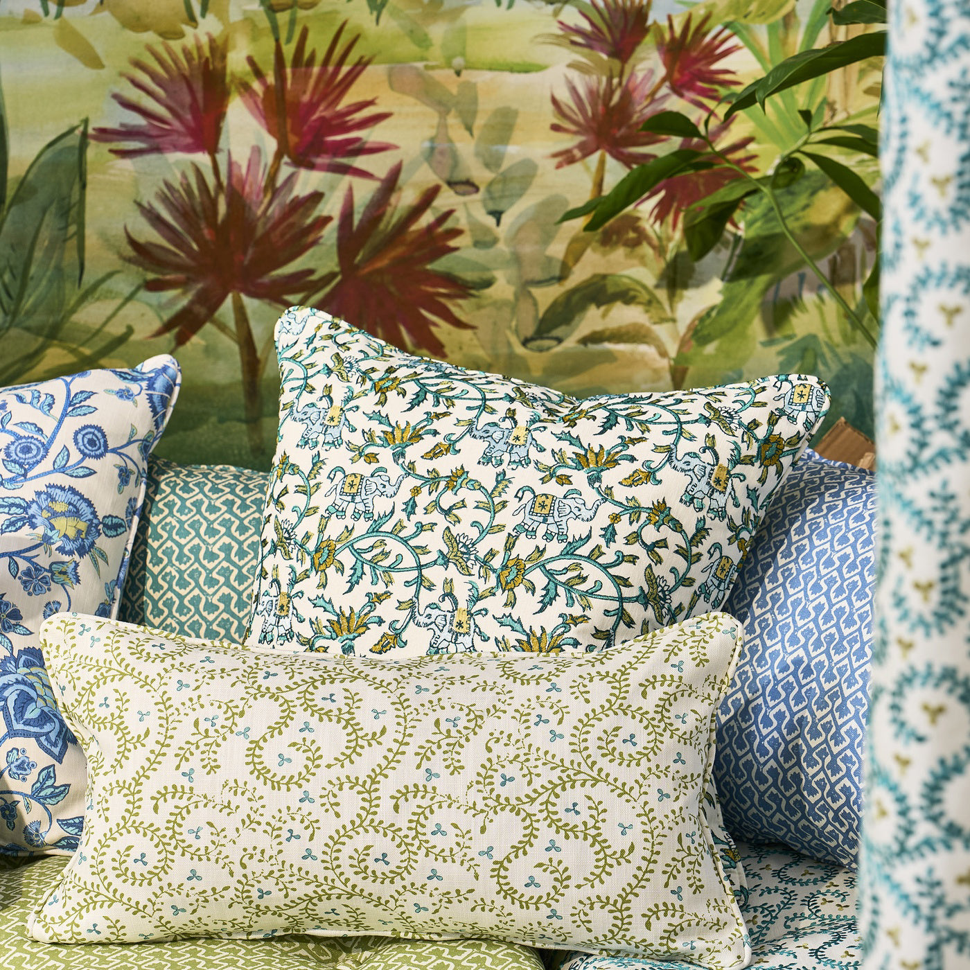 Clarke & Clarke Barmeri Sage/blush Fabric by the Metre