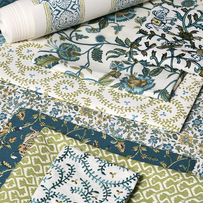 Clarke & Clarke Gamthi Teal Fabric by the Metre