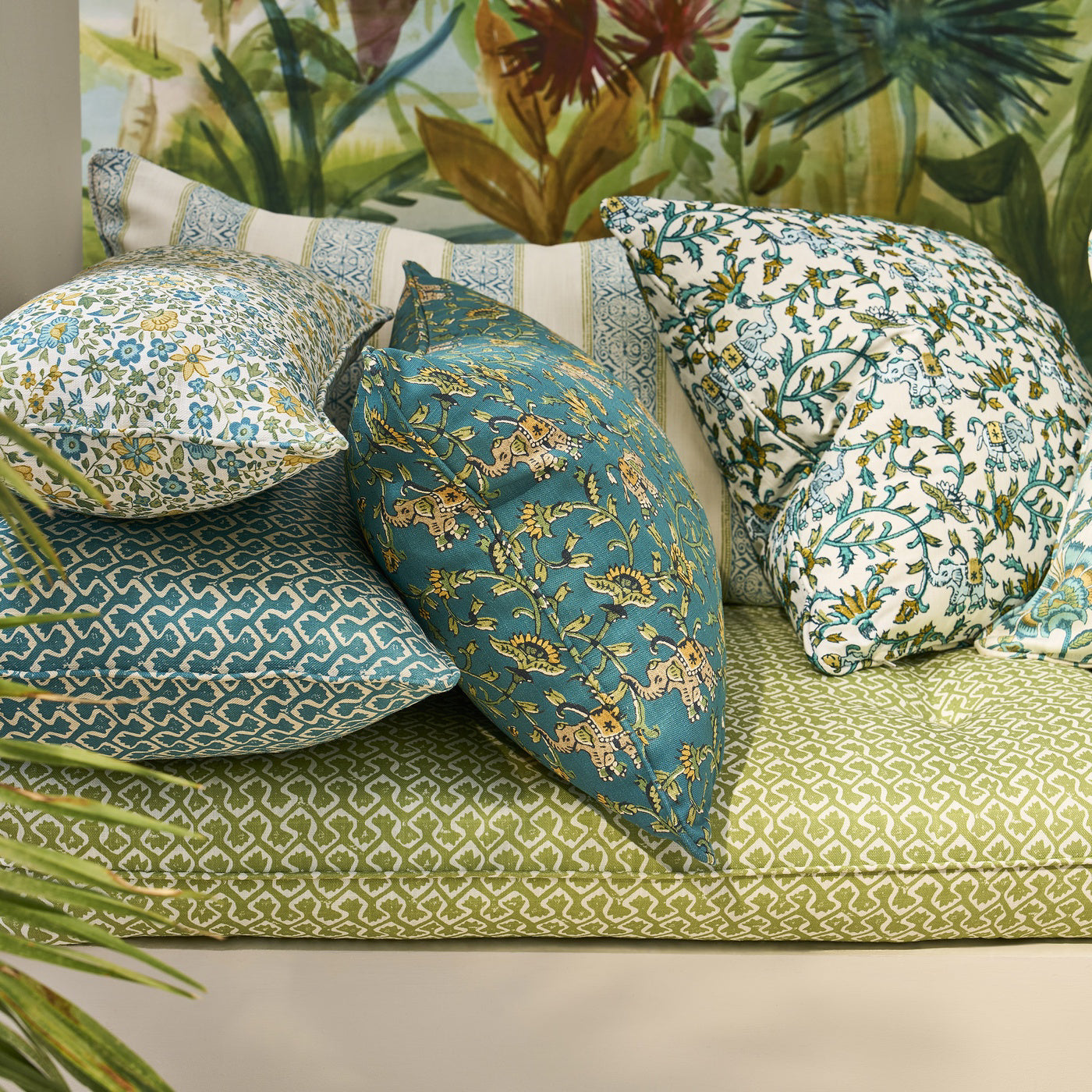 Clarke & Clarke Barmeri Sage/blush Fabric by the Metre