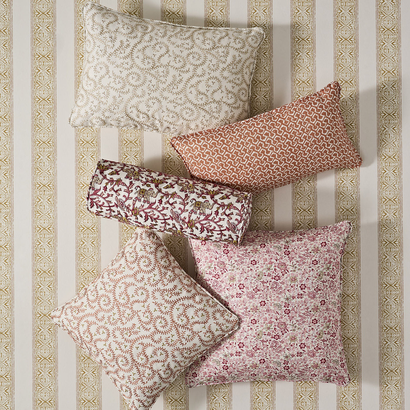 Clarke & Clarke Gamthi Blush Fabric by the Metre