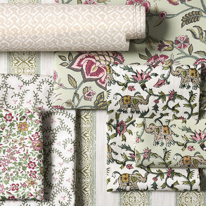 Clarke & Clarke Hathi Sage/blush Fabric by the Metre