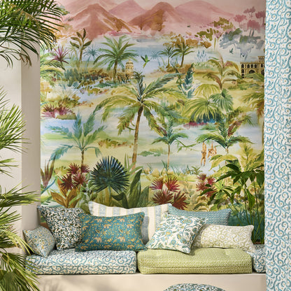 Clarke & Clarke Barmeri Teal Fabric by the Metre