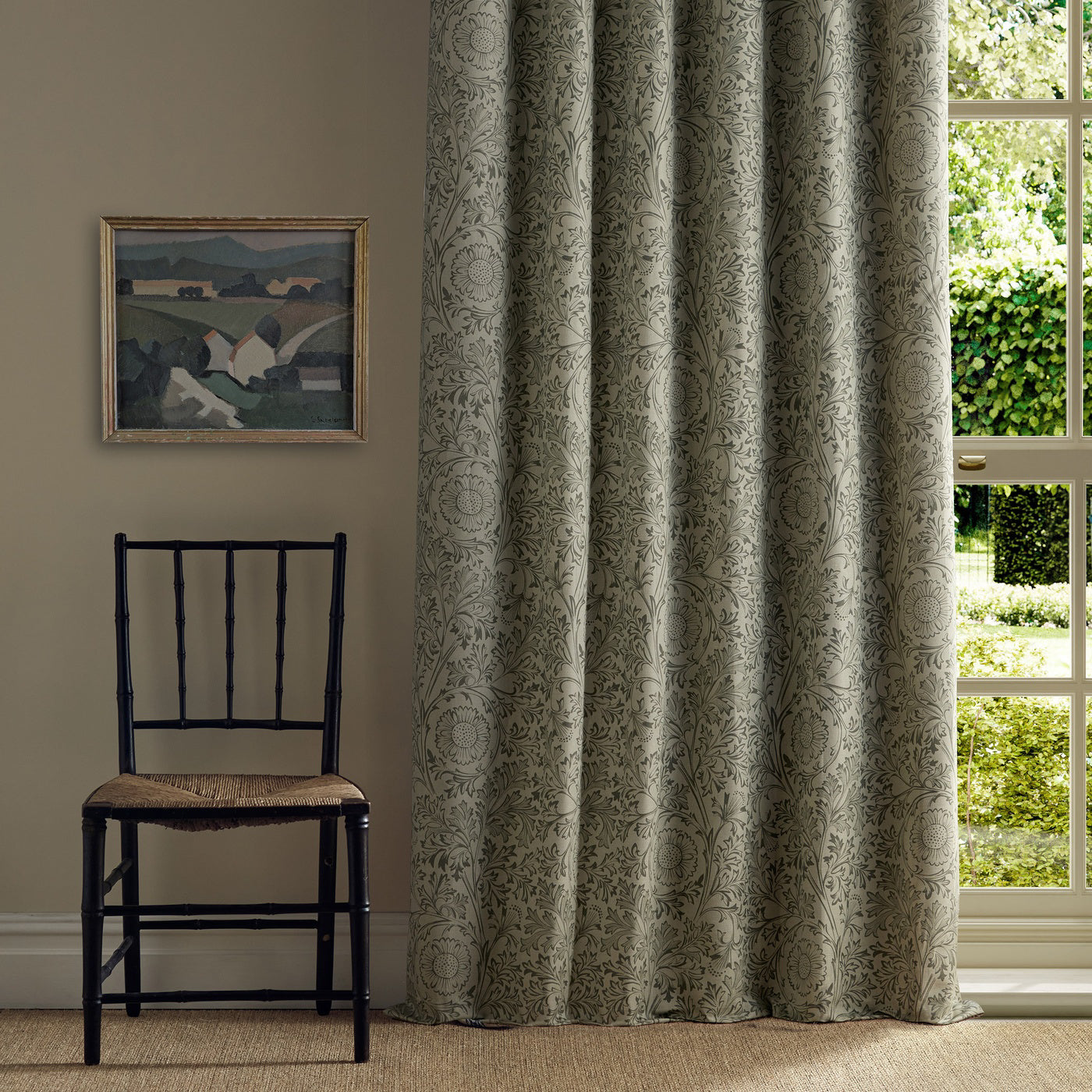 Morris Chamomile Bayleaf Roman Blind