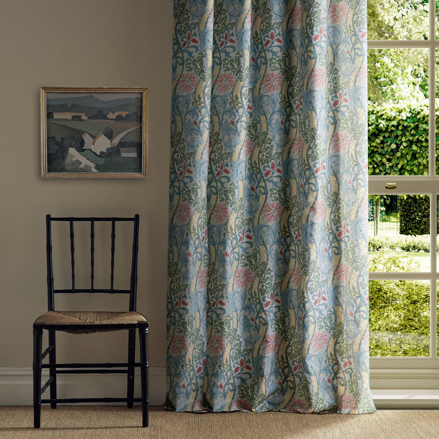 Morris Cornflower Rose/Woad Roman Blind